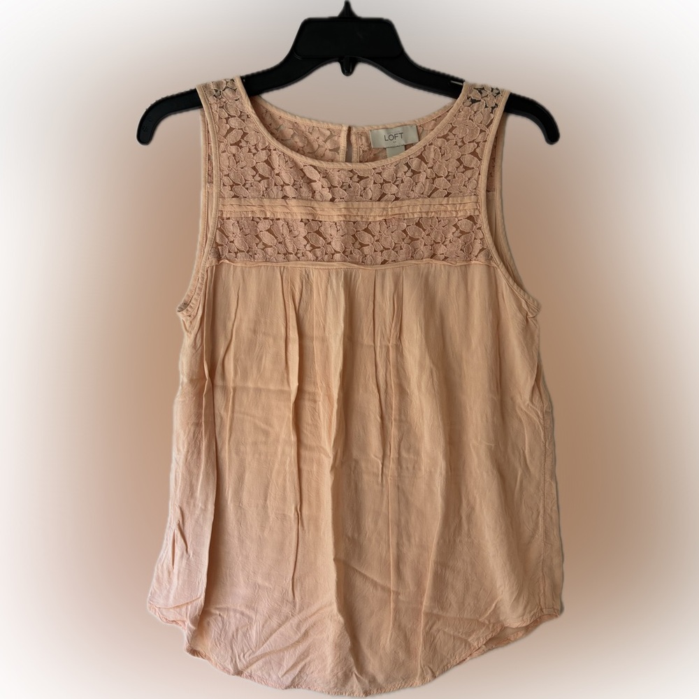 LOFT Women's Blush Lace Detail Sleeveless Blouse
